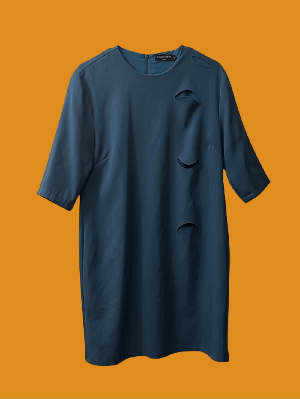 MIACACARA Short Sleeve Faux Cut Out Lined Teal Dress SIZE 14 US WOMEN XL Modest